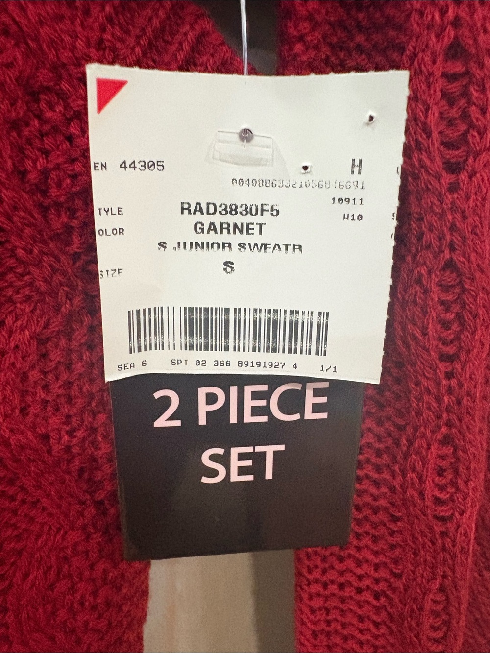 Crimson Red Cable-Knit Layered Mock-Neck Sweater Set - Picture 5 of 7